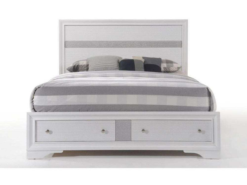 Naima White Queen Bed w/ Storage - Ornate Home