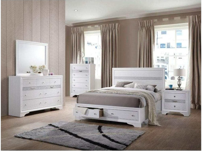 Naima - White - Queen Bedroom Set / 4pc - Ornate Home