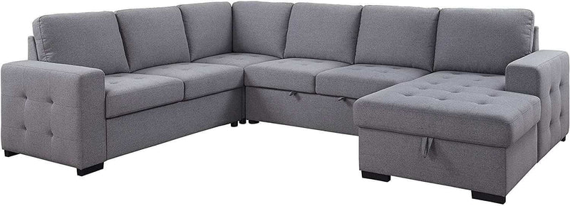 Nardo - Gray - Sectional Pull-Out Sleeper Sofa w/ Chaise - Ornate Home