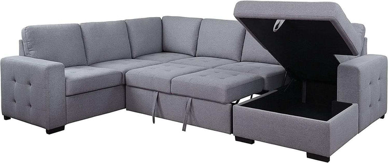 Nardo - Gray - Sectional Pull-Out Sleeper Sofa w/ Chaise - Ornate Home