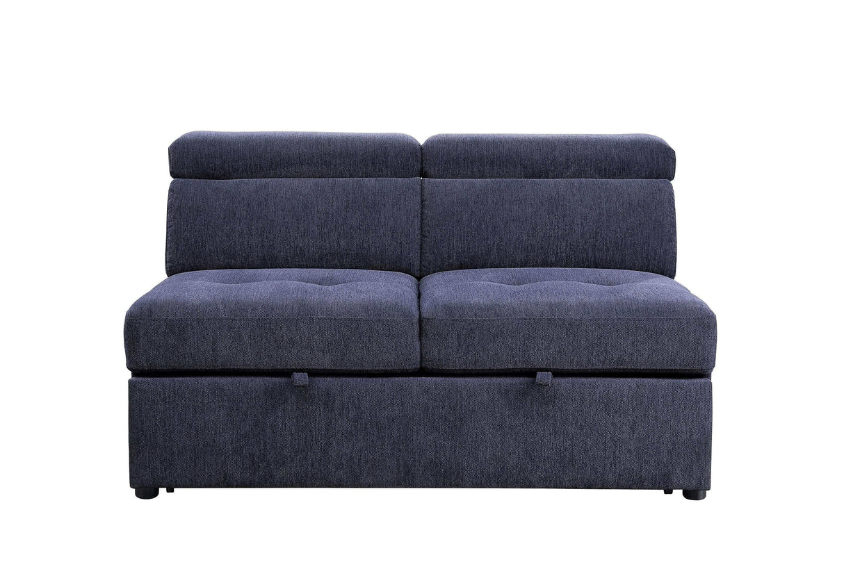 Nekoda Navy Sectional Sleeper Sofa w/ Storage & Ottoman - Ornate Home