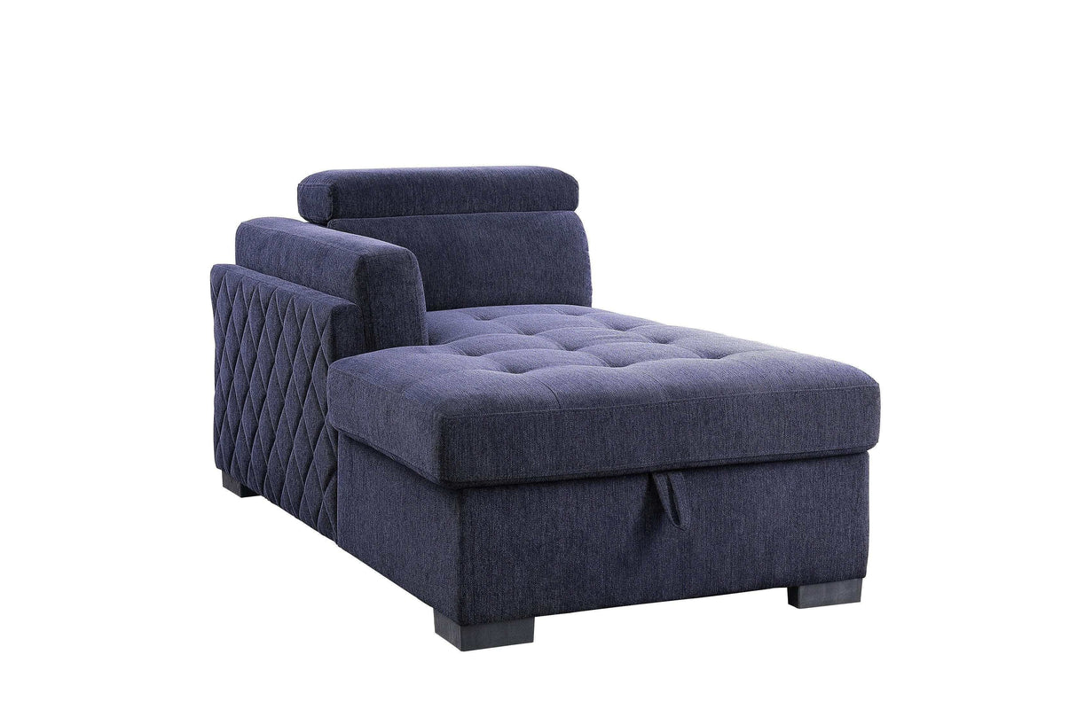 Nekoda Navy Sectional Sleeper Sofa w/ Storage & Ottoman - Ornate Home