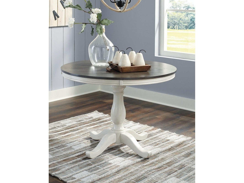 Nelling White & Dark Brown Round Dining Table - Ornate Home