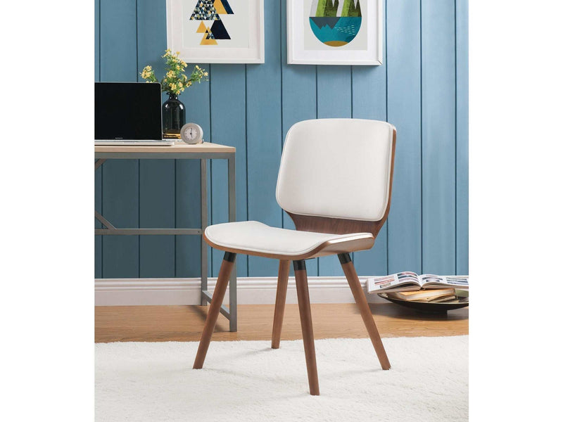 Nemesia White PU & Walnut Accent Chair - Ornate Home