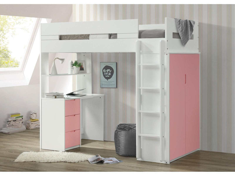 Nerice White & Pink Loft Bed - Ornate Home