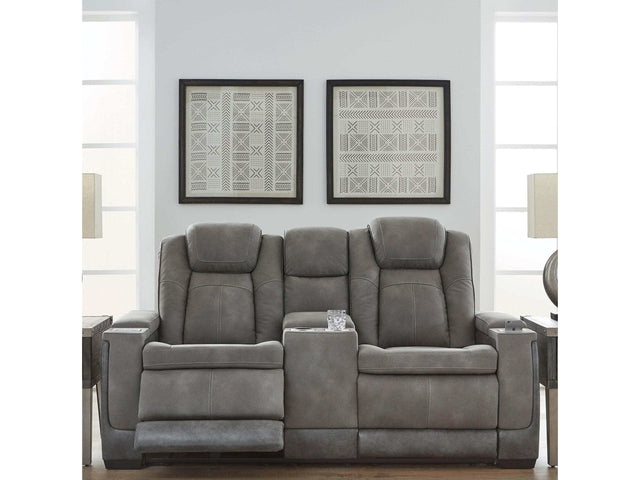 Next-Gen DuraPella Dual-Tone Slate Power Reclining Loveseat w/ Console - Ornate Home