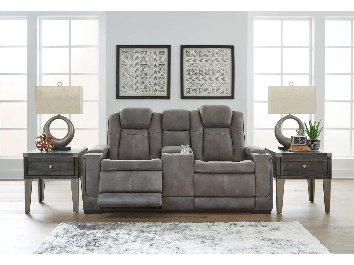 Next-Gen DuraPella Dual-Tone Slate Power Reclining Loveseat w/ Console - Ornate Home