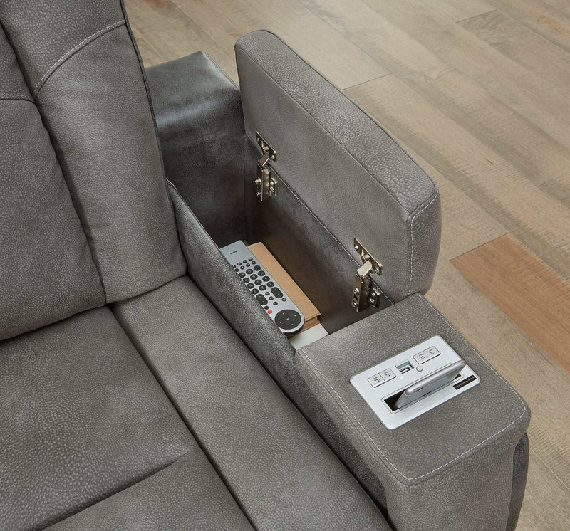 NextGen DuraPella Dual Tone Slate Power Reclining Sofa & Loveseat - Ornate Home