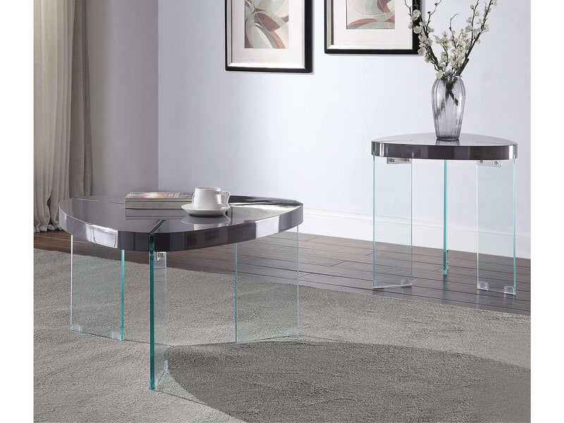 Noland Gray High Gloss & Clear Glass Coffee Table - Ornate Home