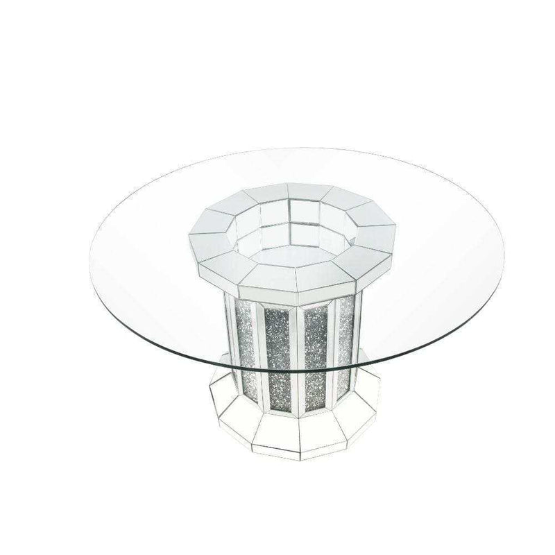 Noralie Dining Table Angular Cylindrical Base - Ornate Home