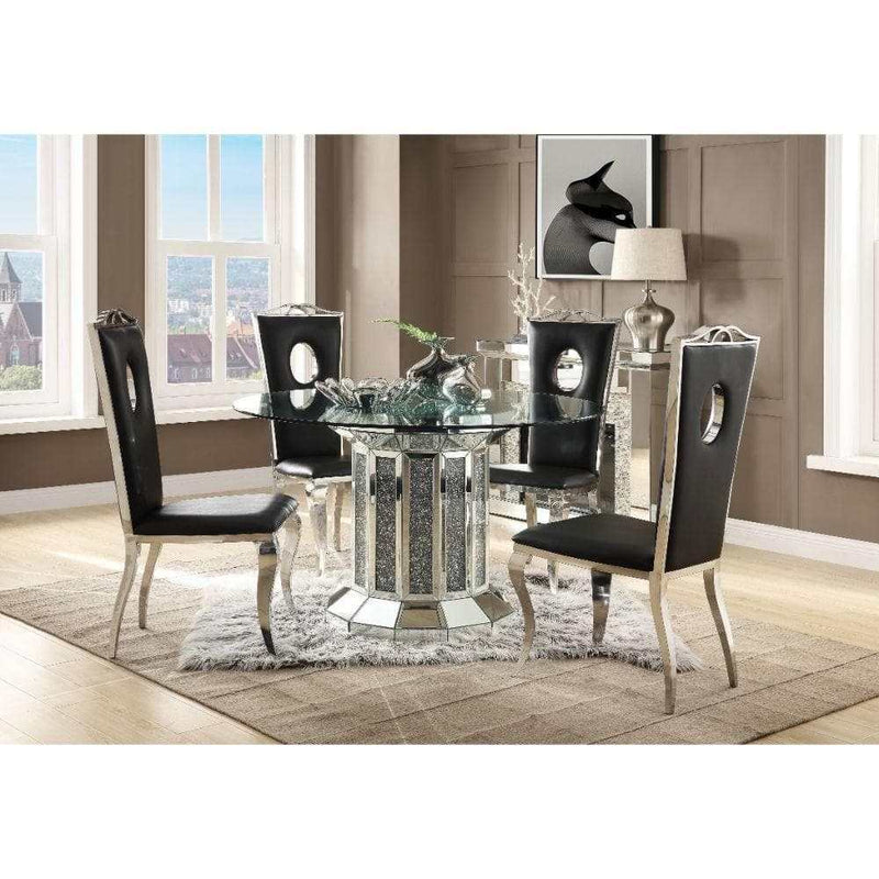 Noralie Dining Table Angular Cylindrical Base - Ornate Home