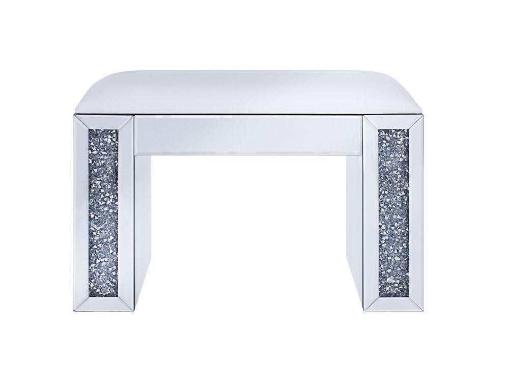 Noralie Vanity Stool White Faux Leather - Ornate Home