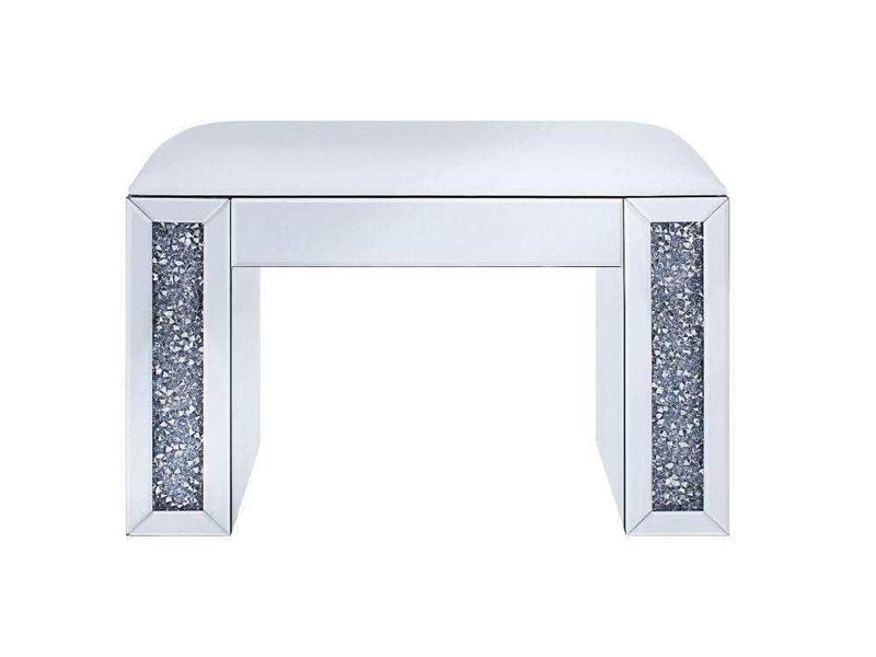 Noralie Vanity Stool - White Faux Leather - Ornate Home