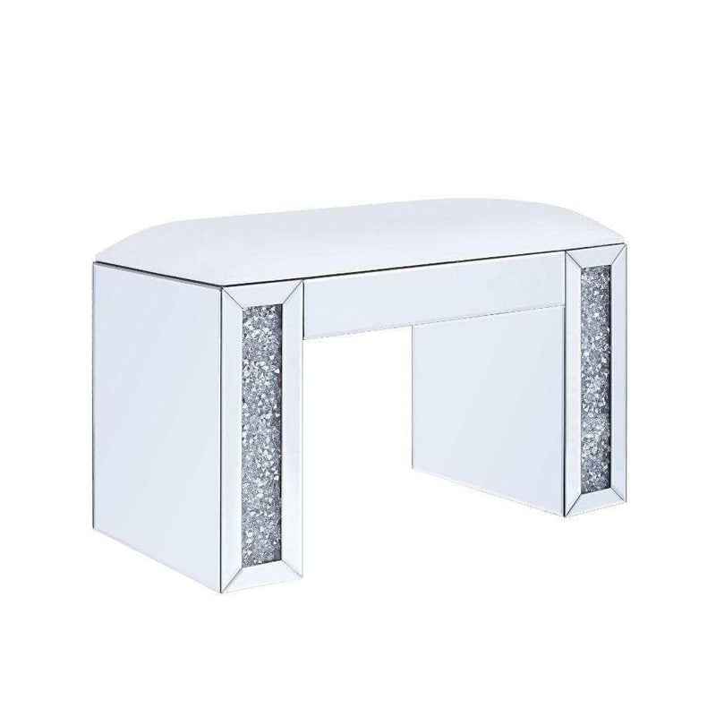Noralie Vanity Stool - White Faux Leather - Ornate Home