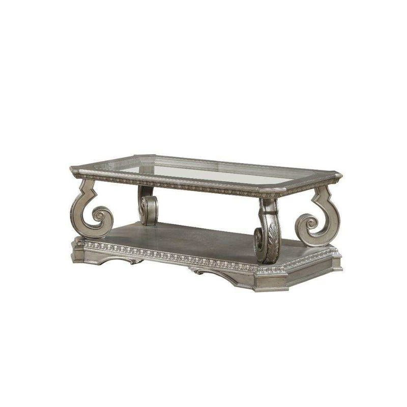 Northville Antique Silver & Clear Glass Coffee Table - Ornate Home