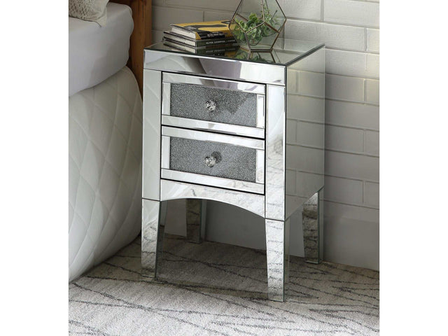 Nowles Mirrored & Faux Diamonds Accent Table - Ornate Home