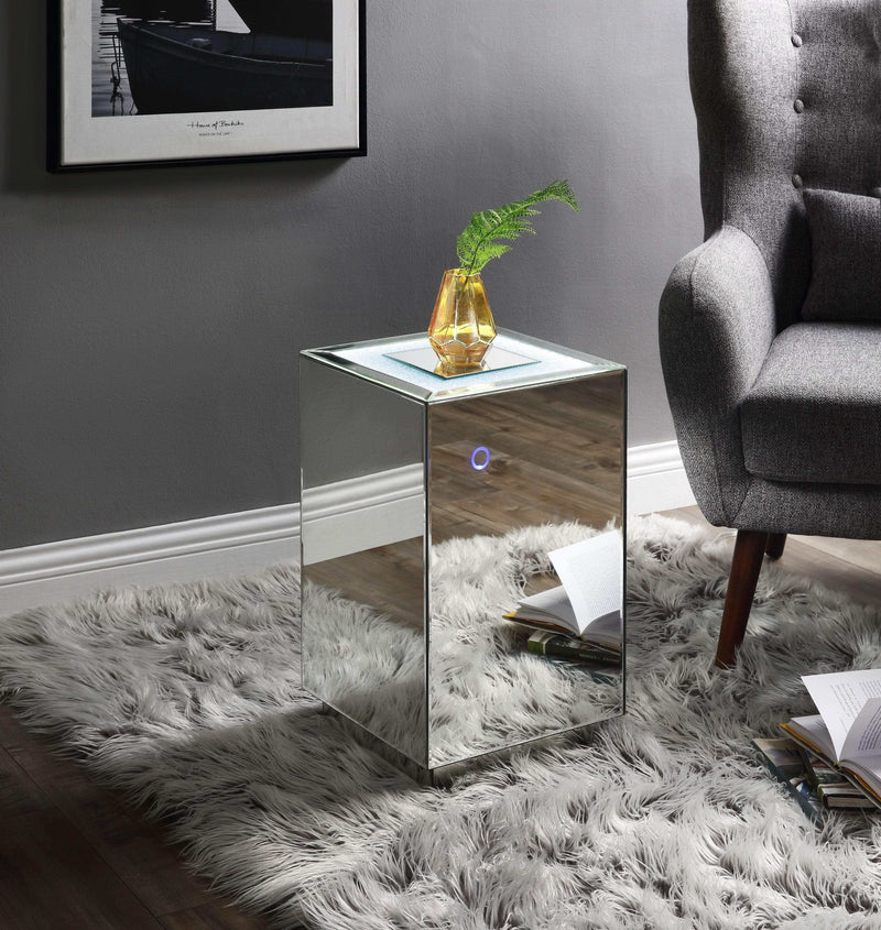 Nyoka Mirrored & Faux Gems Accent Table (LED) - Ornate Home