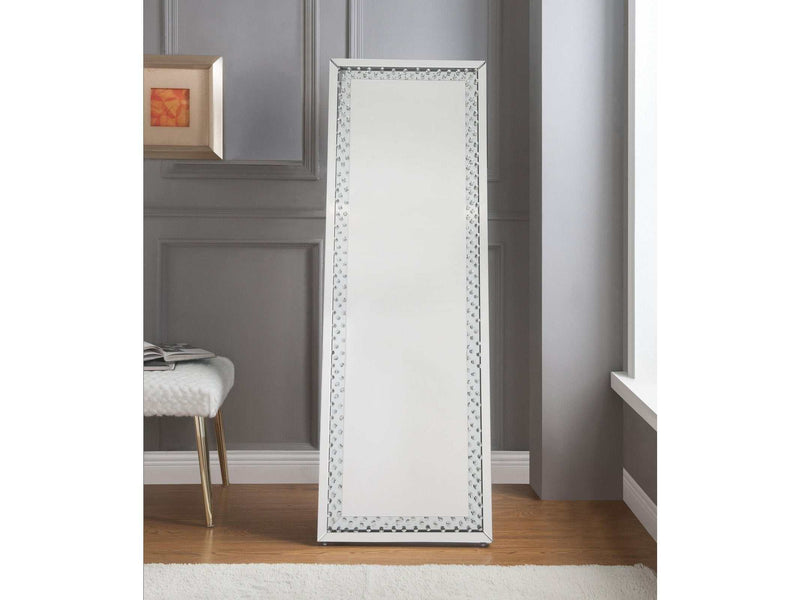 Nysa Mirrored & Faux Crystals Accent Mirror (Floor) - Ornate Home