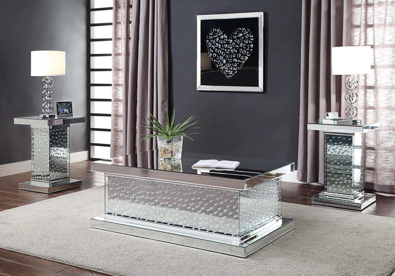Nysa Mirrored & Faux Crystals Coffee Table - Ornate Home