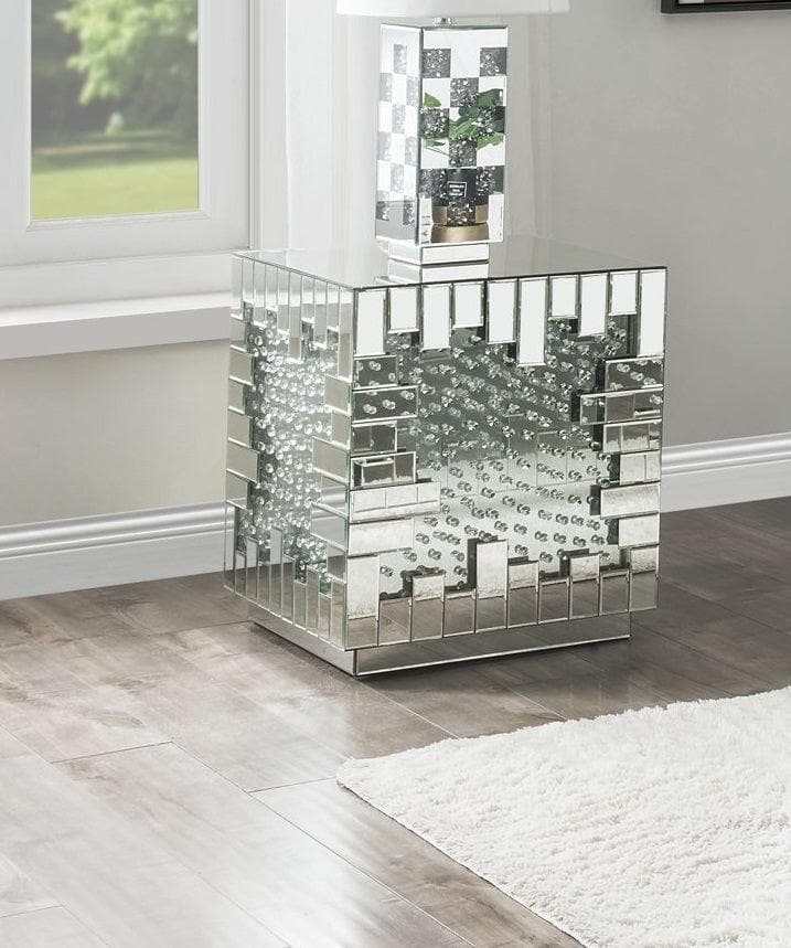 Nysa - Mirrored & Faux Crystals - End Table - Ornate Home