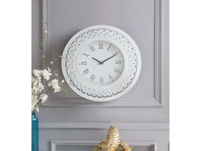 Nysa Mirrored & Faux Crystals Wall Clock - Ornate Home