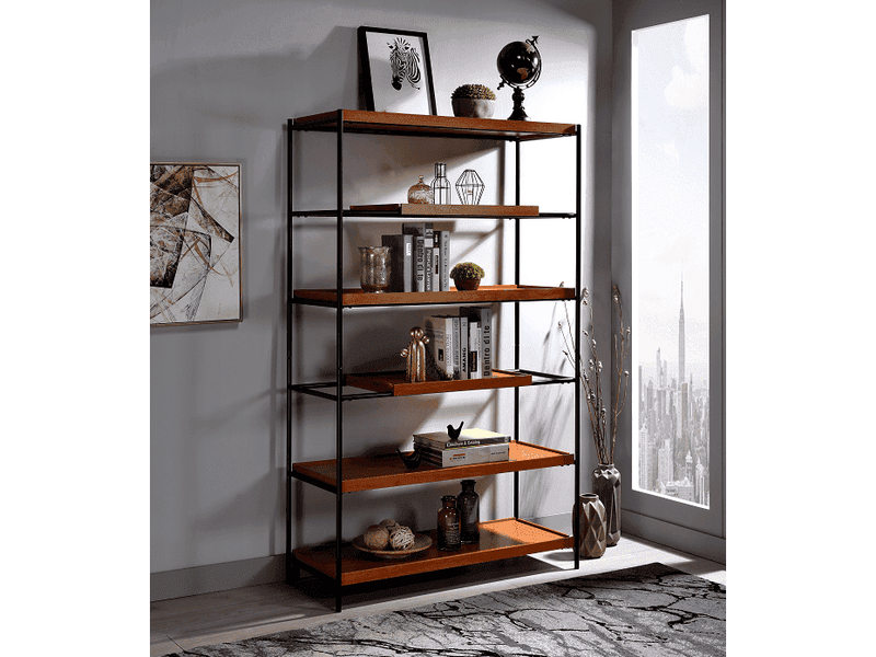 Oaken Honey Oak & Black Bookshelf - Ornate Home