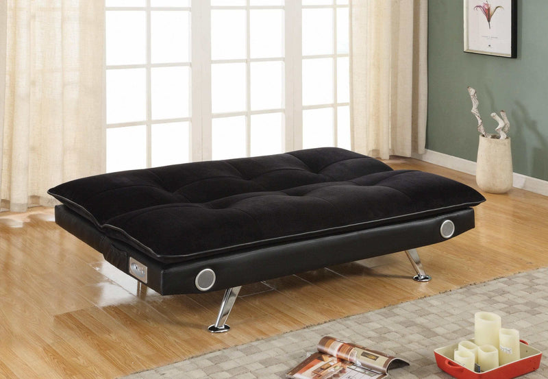 Odel Black Sofa Bed /w Bluetooth Speakers - Ornate Home