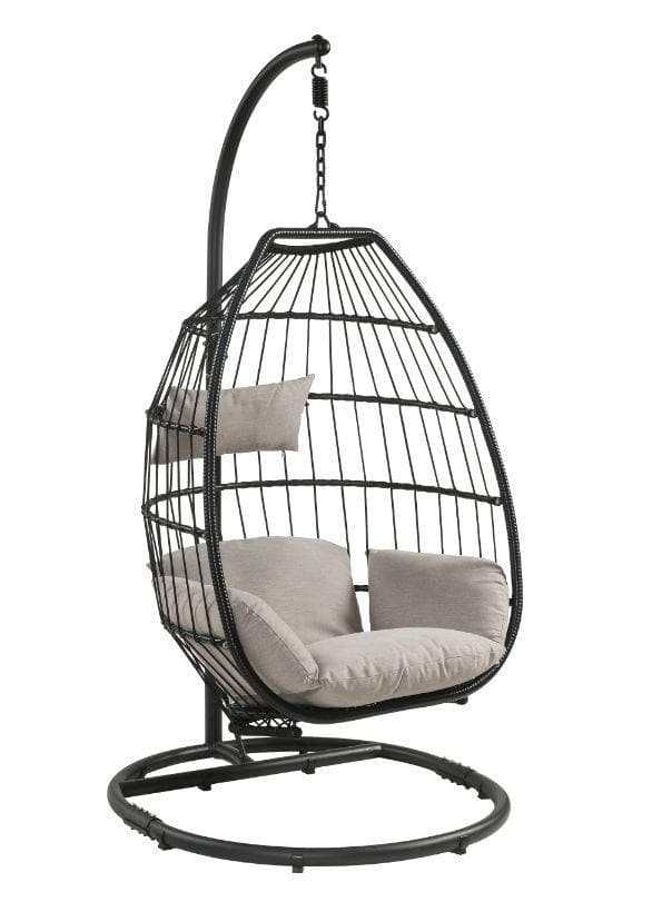 Oldi - Beige & Black - Patio Swing Chair w/ Stand - Ornate Home