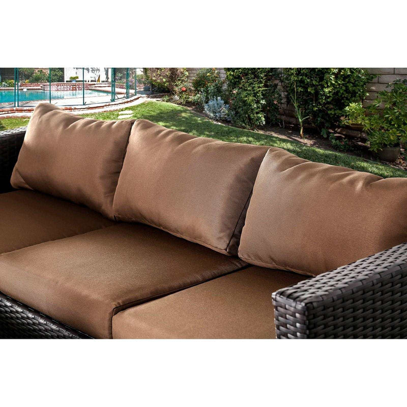 Olina Espresso & Brown 5pc Outdoor Sofa Set - Ornate Home