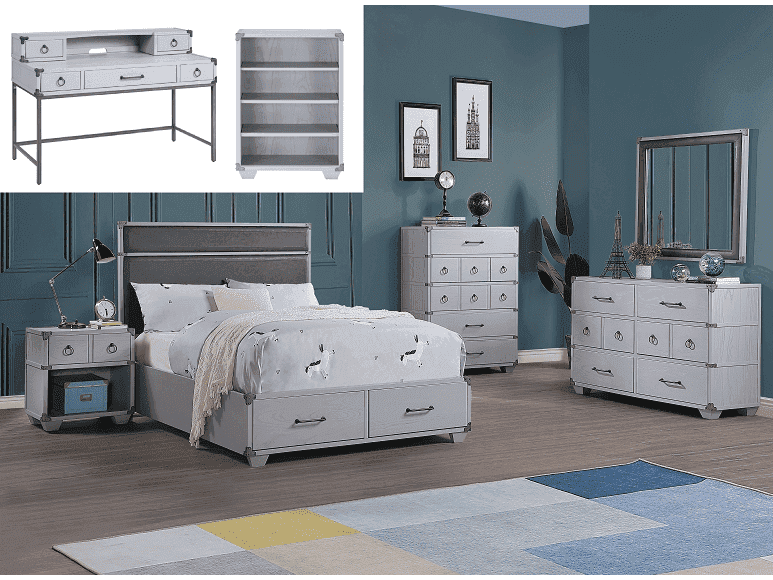 Orchest Gray PU & Gray Full Bed (Storage) - Ornate Home