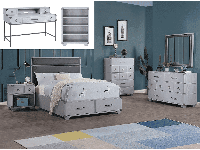 Orchest Gray PU & Gray Twin Bed (Storage) - Ornate Home