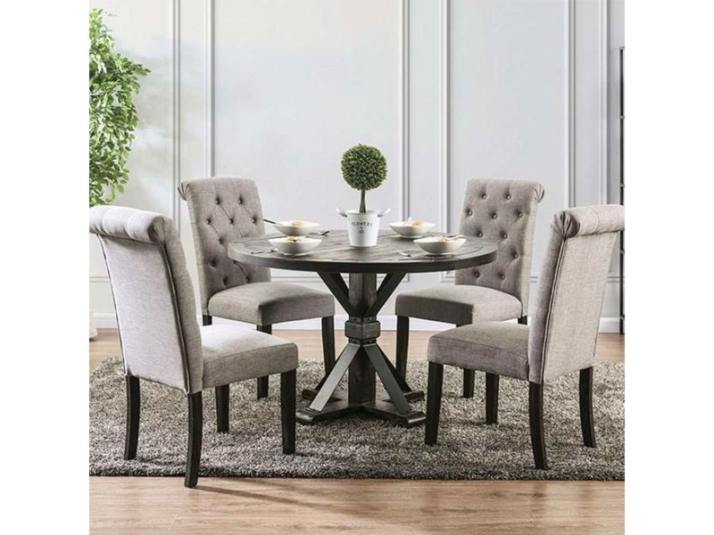 Alfred Antique Black &Light Gray 5pc Round Dining Set - Ornate Home