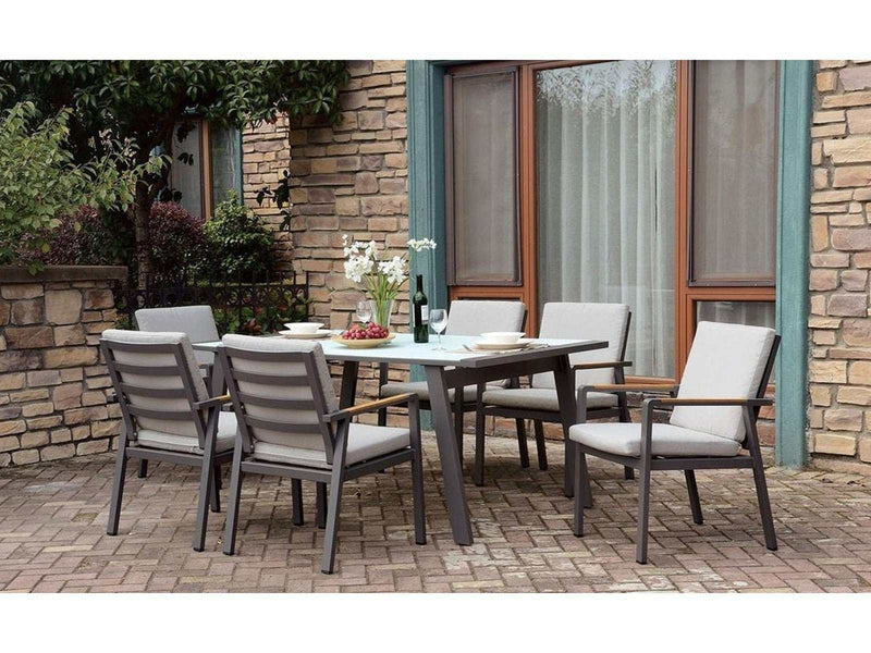 Alycia White & Gray 7pc Patio Set - Ornate Home