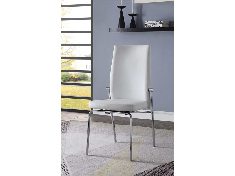 Osias White PU & Chrome Side Chair - Ornate Home