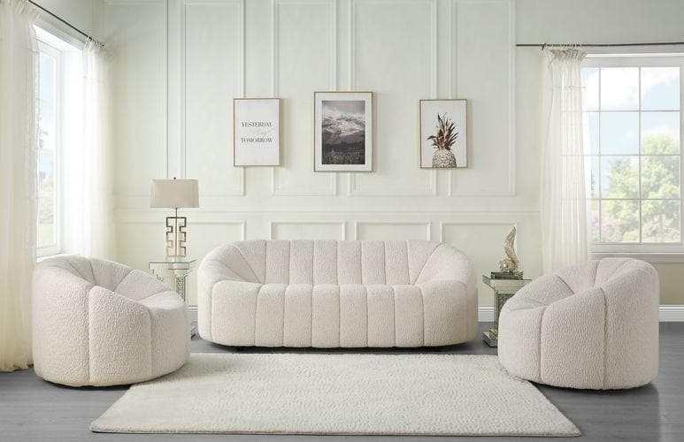 Osmash White Boucle Sofa - Ornate Home