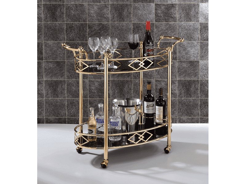 Ottesen Gold & Black Glass Serving Cart - Ornate Home