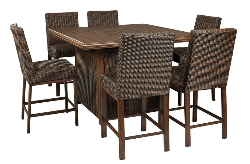 Paradise Trail 7-Piece Outdoor Bar Table Set - Ornate Home