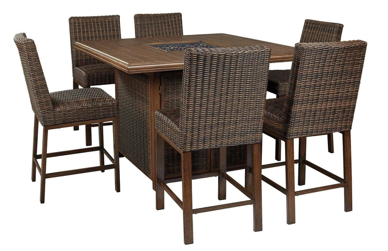 Paradise Trail 7-Piece Outdoor Bar Table Set - Ornate Home