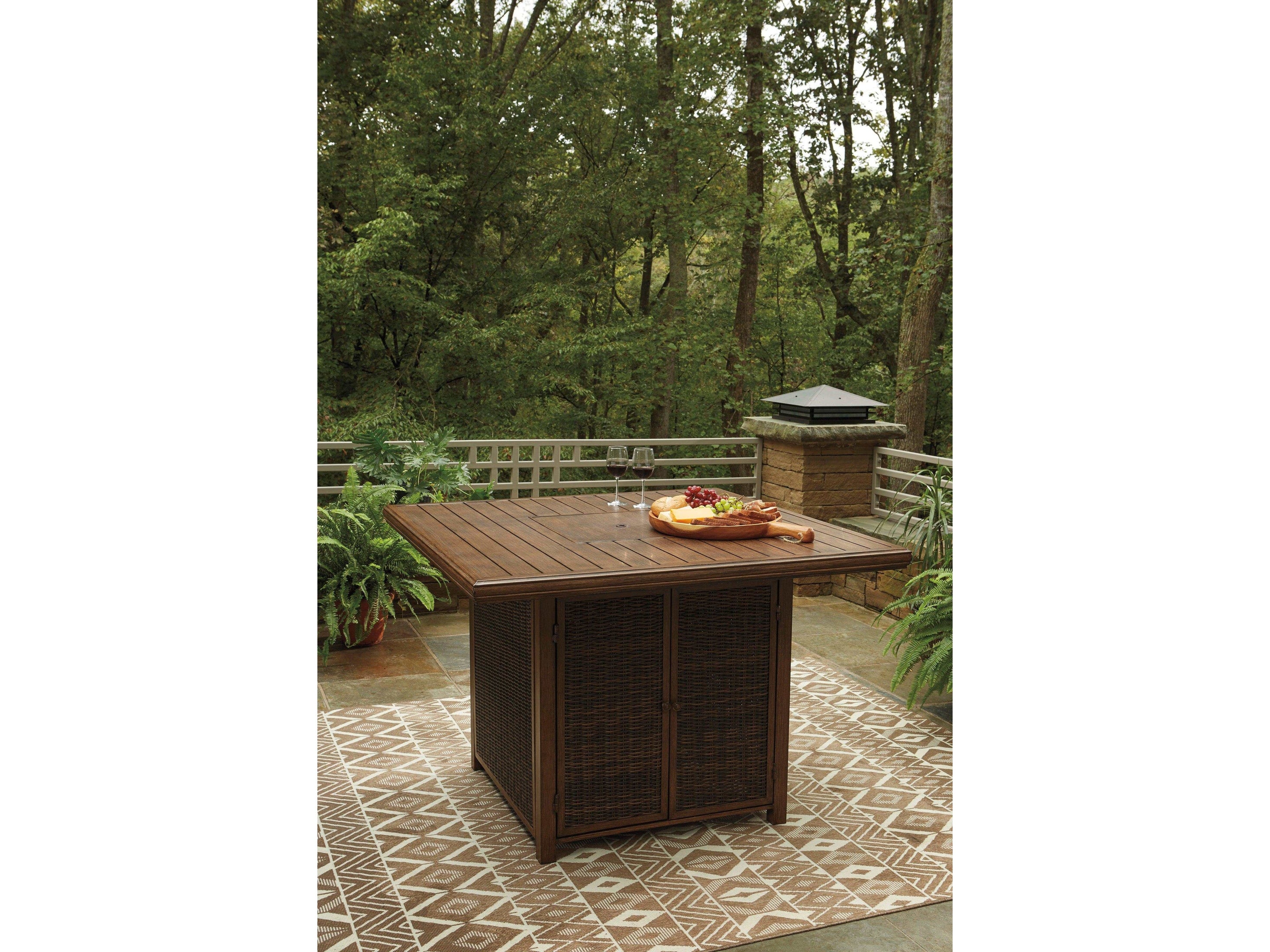 Paradise Trail Outdoor Bar Table w/ Fire Pit - Ornate Home