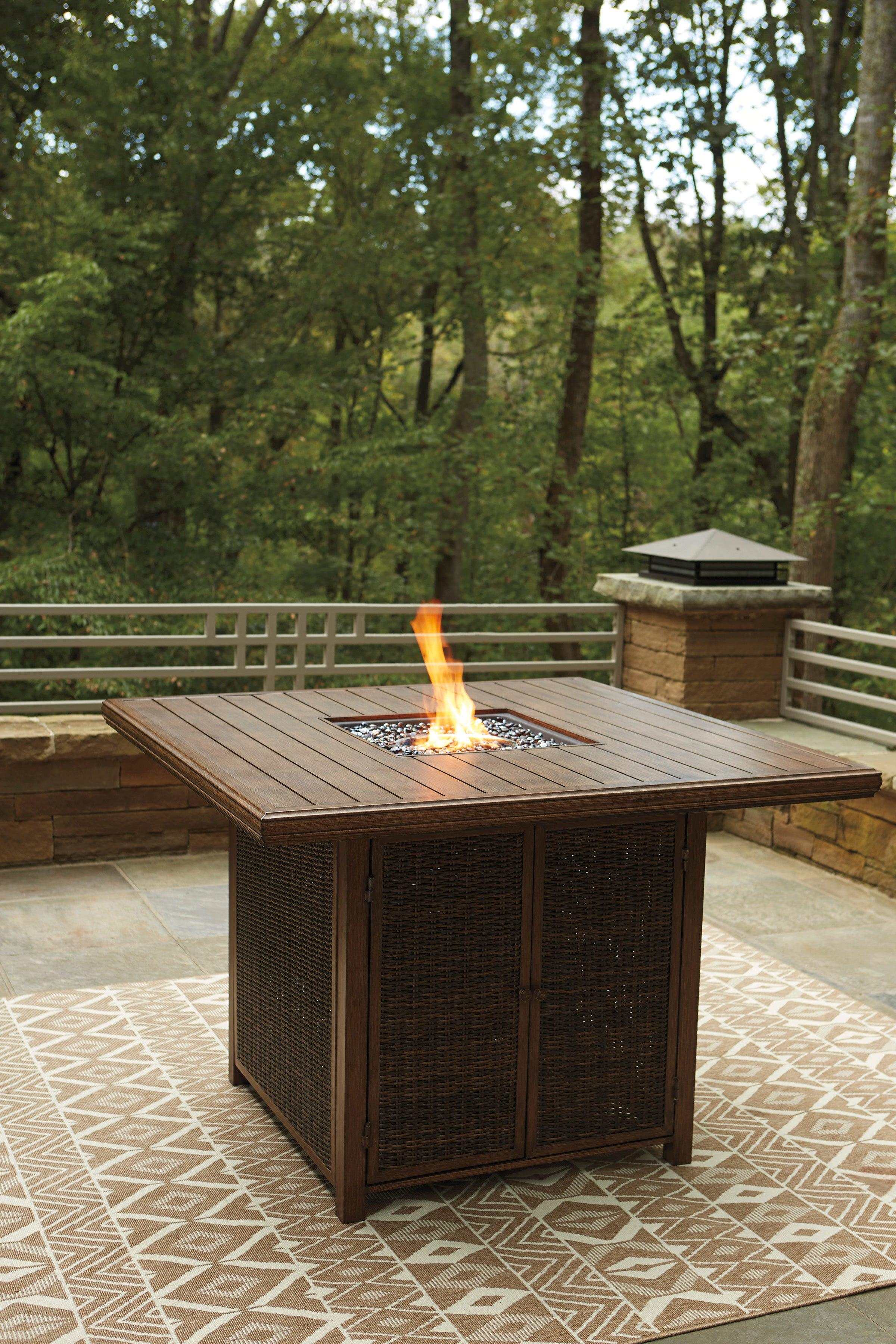 Paradise Trail Outdoor Bar Table w/ Fire Pit - Ornate Home