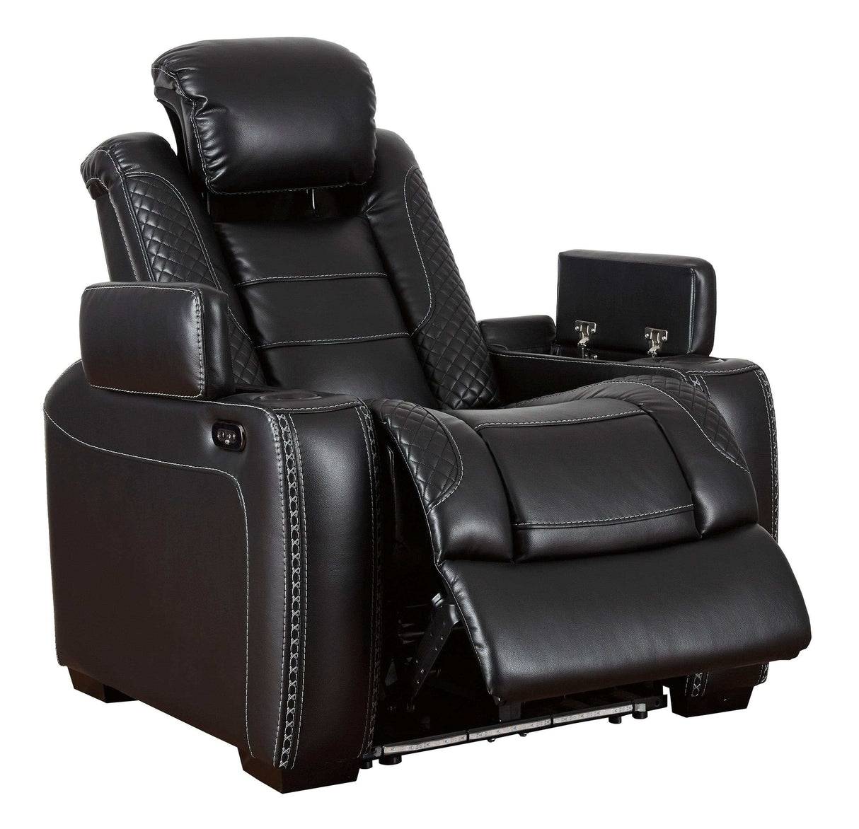 Party Time Midnight Power Recliner w/ Blue LED - Ornate Home