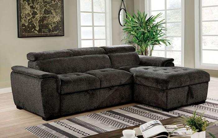 Patty - Dark Gray -  Sleeper Sectional Sofa w/ Storage - Ornate Home