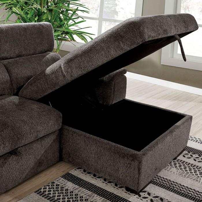 Patty - Dark Gray -  Sleeper Sectional Sofa w/ Storage - Ornate Home