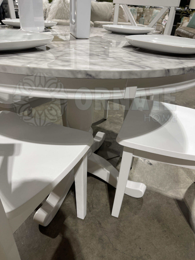 Penelope White & Faux Marble Dining Table - Ornate Home