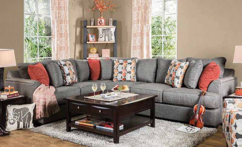 Pennington - Gray -  L Shape Sectional Sofa - Ornate Home
