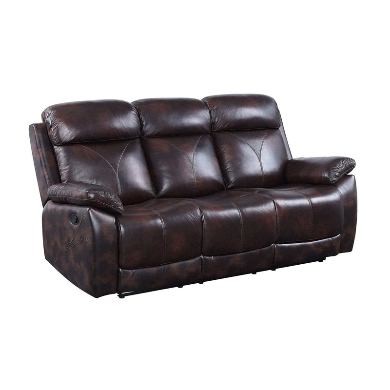 Perfiel - Dark Brown - Top Grain Leather Manual Reclining Sofa - Ornate Home