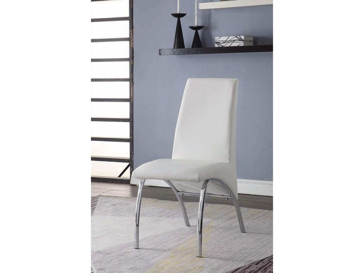 Pervis White PU & Chrome Side Chair - Ornate Home