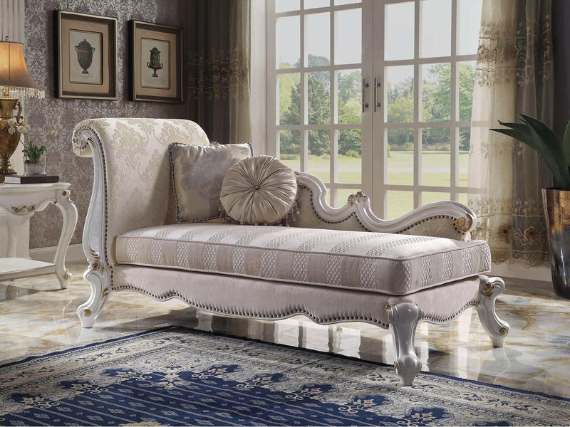 Picardy Antique Pearl & Fabric Chaise w/ Pillows - Ornate Home