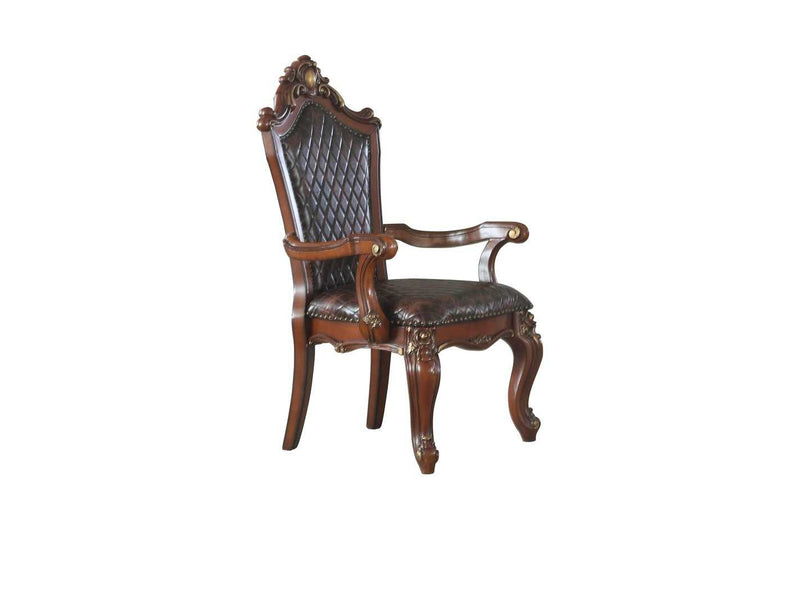 Picardy Cherry Oak & PU Arm Chair - Ornate Home