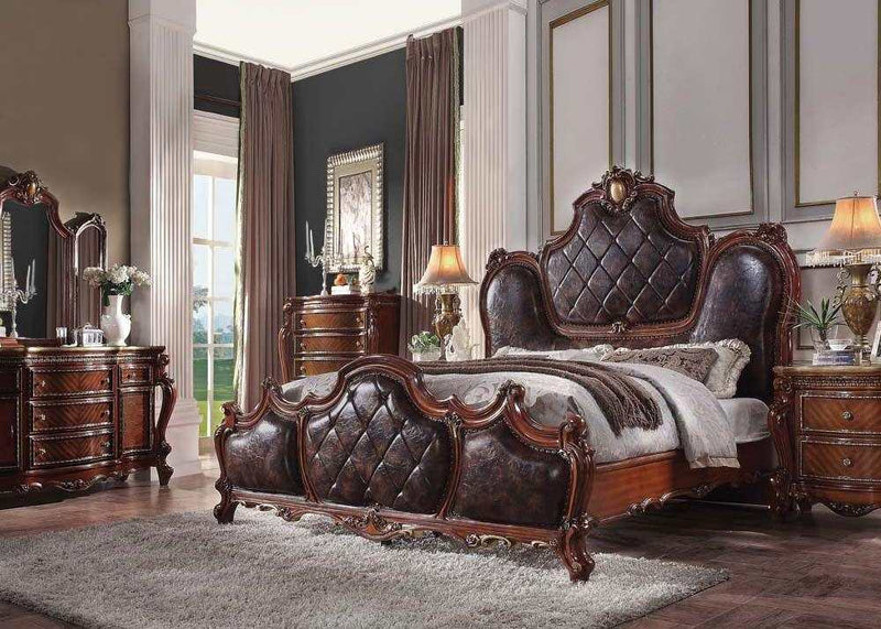 Picardy PU & Cherry Oak California King Bed - Ornate Home
